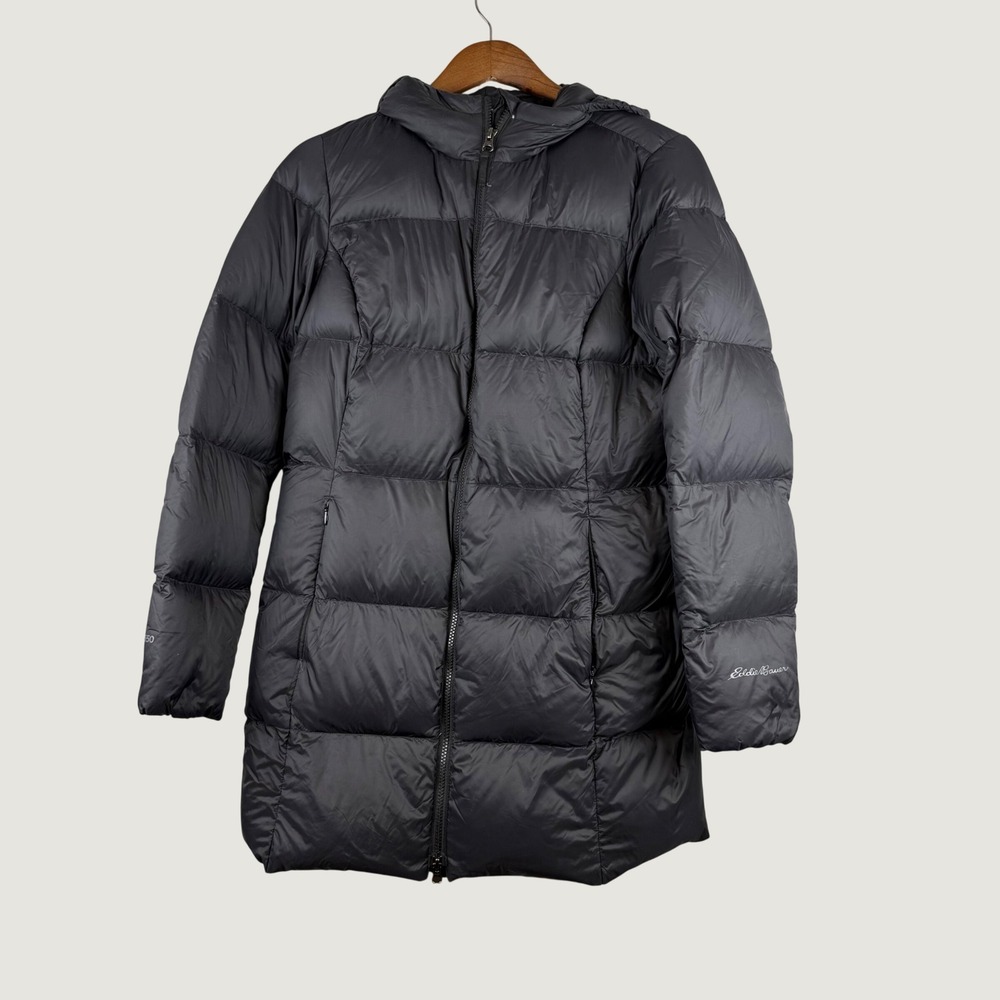 Eddie Bauer Luna Peak Down Parka Women M Black Quilted Puffer Hooded Gorpcore